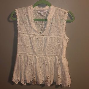 Casual or dress up white leafy see through top